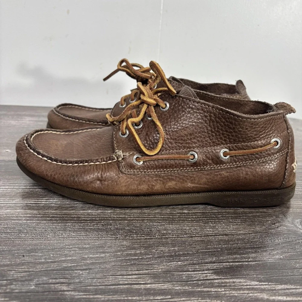 Sperry Top-Sider Boat Shoes Mens Size 10 Brown Leather Casual Nautical STS11630